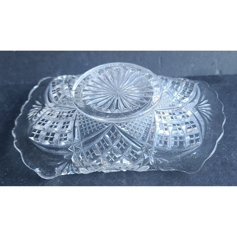 Antique EAPG Tarentum Virginia Pressed Crystal Card Receiver Calling Card Holder